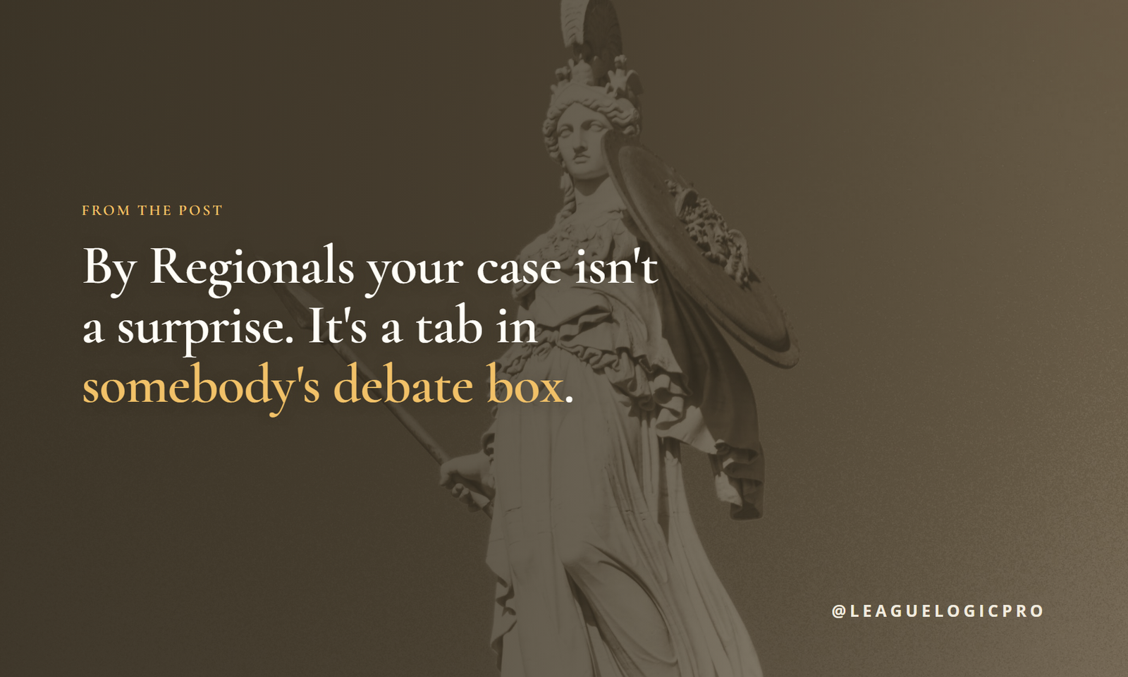 Quote graphic reading by Regionals your case isn't a surprise. It's a tab in somebody's debate box.
